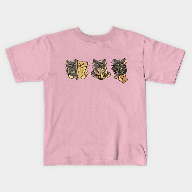 Friends.Waffles.Work. Kids T-Shirt by lyndsayruelle